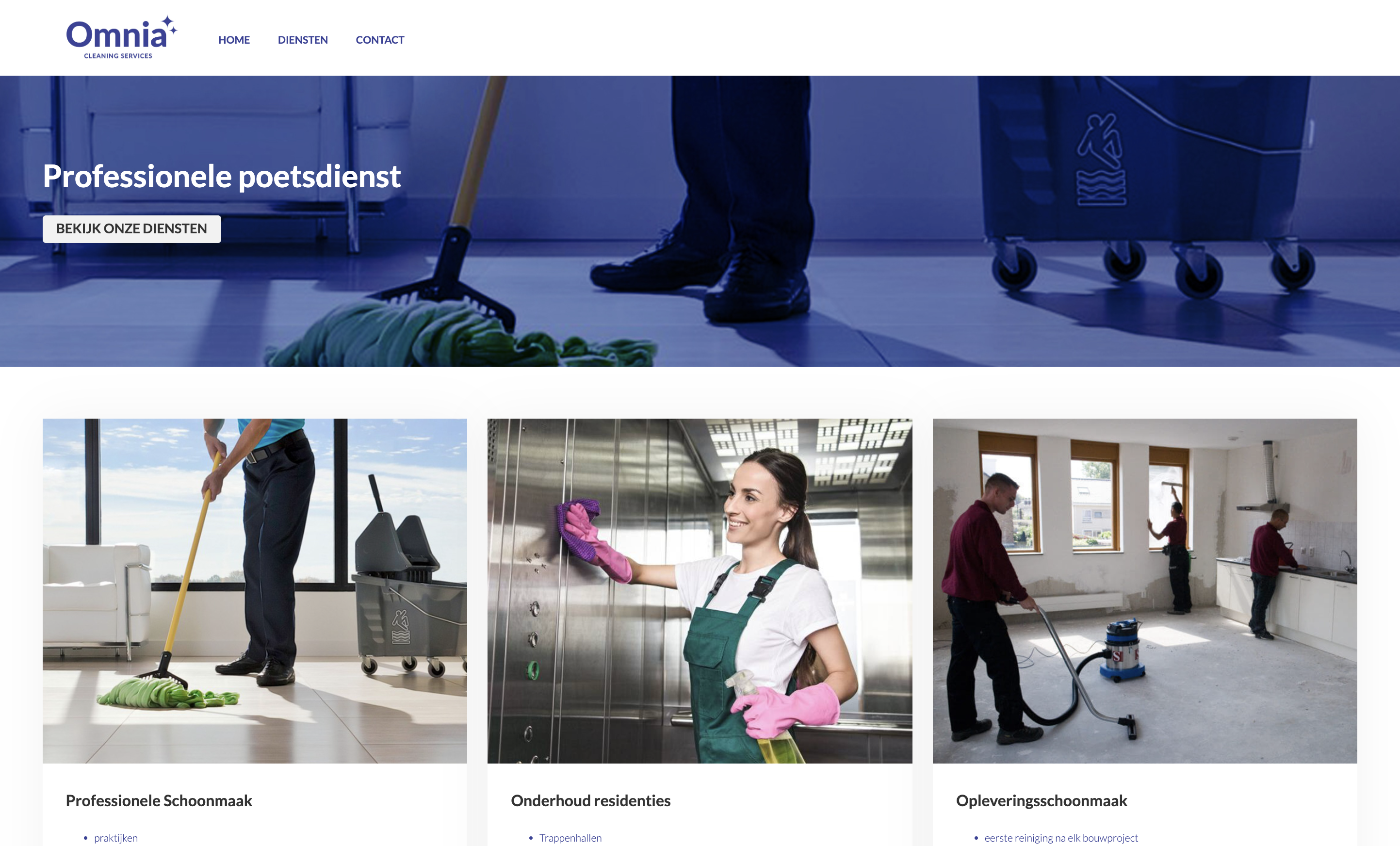 Omnia cleaning webdesign - website ontwerp homepage